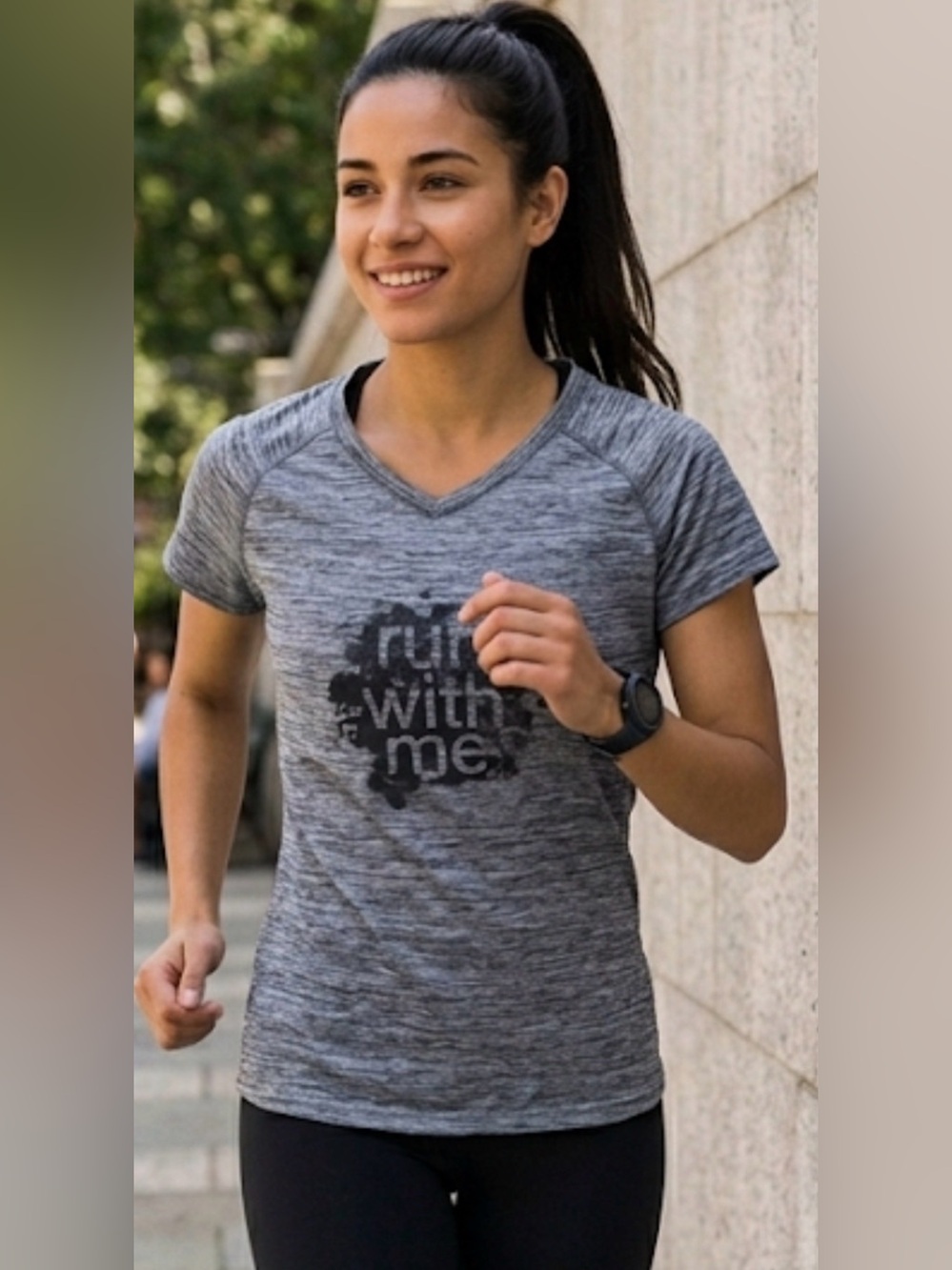 Pro Touch Dry Plus Grey Heathered Graphic Running Tee Size Small